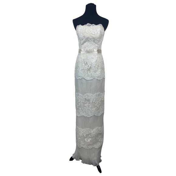 St. Pucchi Bridal Gown Size 6 Ivory/Oyster Lace Strapless Sposa Bella Evening Dr